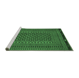 Sideview of Machine Washable Southwestern Emerald Green Country Area Rugs, wshtr2300emgrn