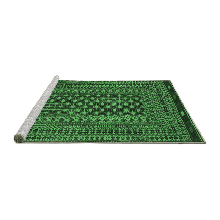 Sideview of Machine Washable Southwestern Emerald Green Country Area Rugs, wshtr2300emgrn
