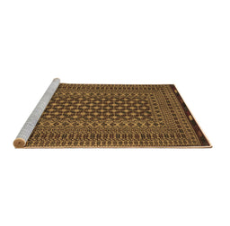 Sideview of Machine Washable Southwestern Brown Country Rug, wshtr2300brn