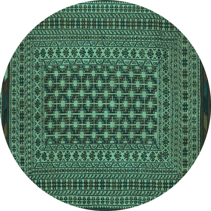 Round Southwestern Turquoise Country Rug, tr2300turq