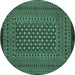 Round Southwestern Turquoise Country Rug, tr2300turq