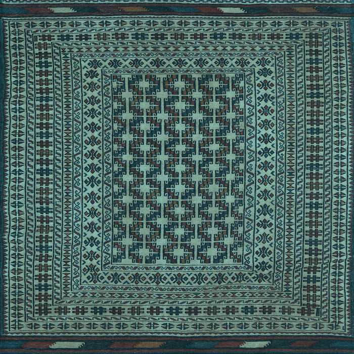 Square Machine Washable Southwestern Light Blue Country Rug, wshtr2300lblu