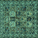 Square Machine Washable Persian Turquoise Traditional Area Rugs, wshtr2301turq