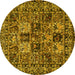 Round Machine Washable Persian Yellow Traditional Rug, wshtr2301yw