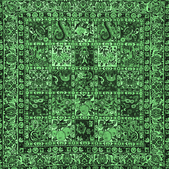 Square Persian Emerald Green Traditional Rug, tr2301emgrn