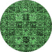 Round Persian Emerald Green Traditional Rug, tr2301emgrn