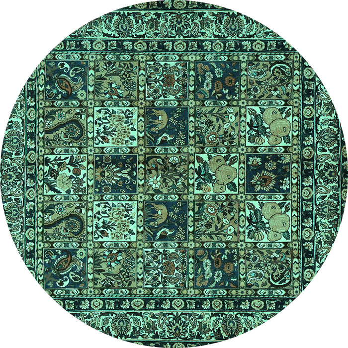 Round Persian Turquoise Traditional Rug, tr2301turq