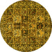 Round Persian Yellow Traditional Rug, tr2301yw