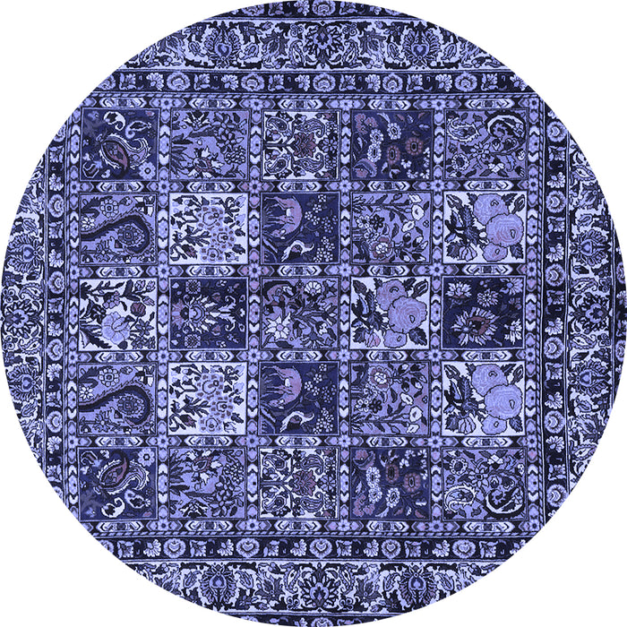 Round Machine Washable Persian Blue Traditional Rug, wshtr2301blu