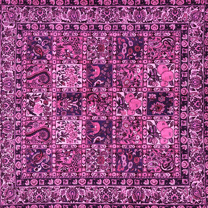 Square Machine Washable Persian Pink Traditional Rug, wshtr2301pnk