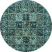 Round Persian Light Blue Traditional Rug, tr2301lblu