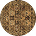 Round Machine Washable Persian Brown Traditional Rug, wshtr2301brn