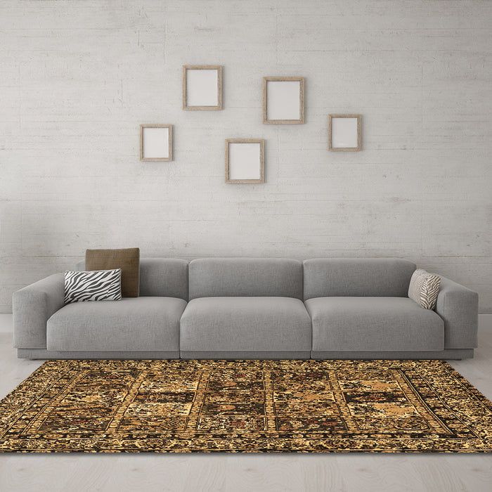 Machine Washable Persian Brown Traditional Rug in a Living Room,, wshtr2301brn