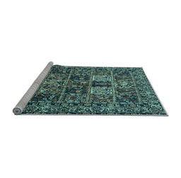 Sideview of Machine Washable Persian Light Blue Traditional Rug, wshtr2301lblu