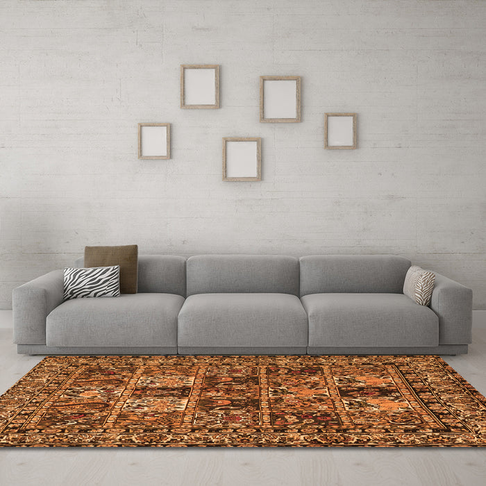 Machine Washable Persian Orange Traditional Area Rugs in a Living Room, wshtr2301org