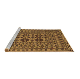 Sideview of Machine Washable Southwestern Brown Country Rug, wshtr2302brn