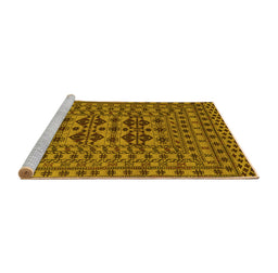 Sideview of Machine Washable Southwestern Yellow Country Rug, wshtr2302yw