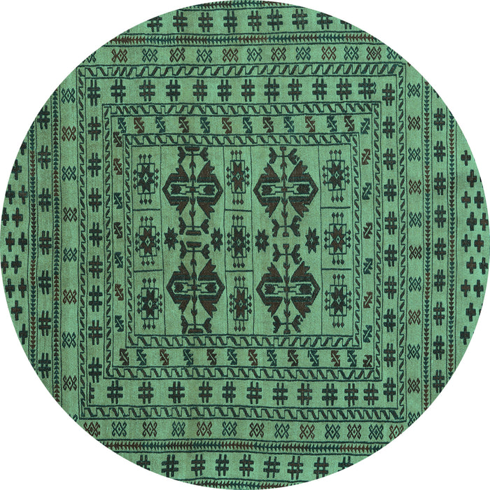 Round Southwestern Turquoise Country Rug, tr2302turq