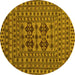 Round Southwestern Yellow Country Rug, tr2302yw