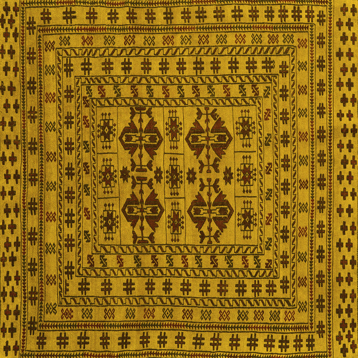 Square Machine Washable Southwestern Yellow Country Rug, wshtr2302yw