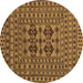 Round Southwestern Brown Country Rug, tr2302brn