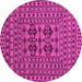 Round Machine Washable Southwestern Pink Country Rug, wshtr2302pnk