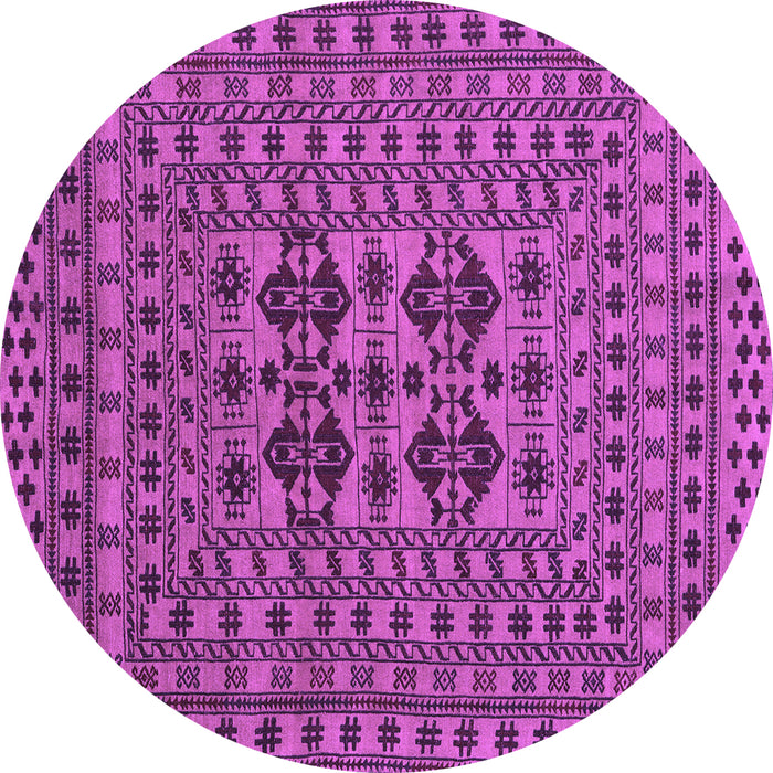 Round Machine Washable Southwestern Purple Country Area Rugs, wshtr2302pur