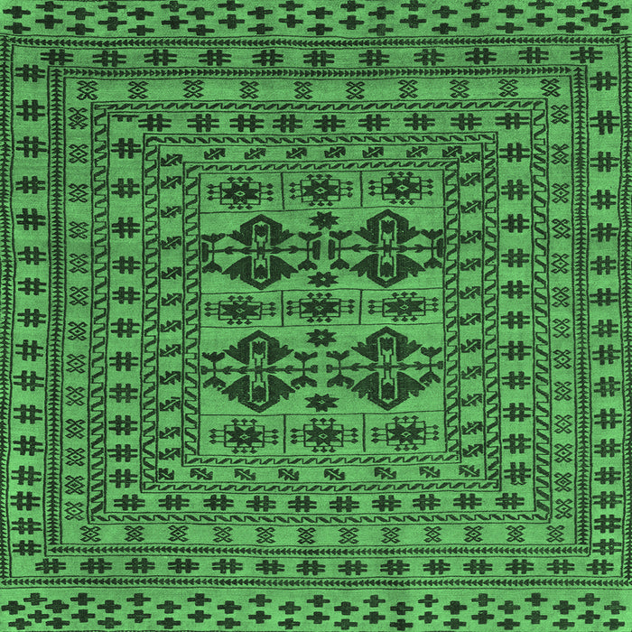 Square Machine Washable Southwestern Emerald Green Country Area Rugs, wshtr2302emgrn