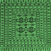 Square Machine Washable Southwestern Emerald Green Country Area Rugs, wshtr2302emgrn