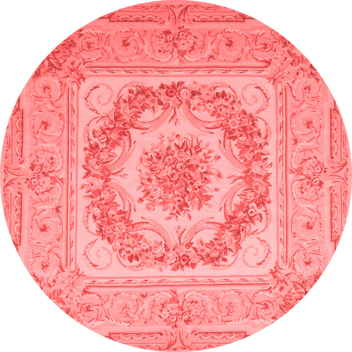 Machine Washable Medallion Red French Rug, wshtr2303red
