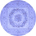 Round Medallion Blue French Rug, tr2303blu