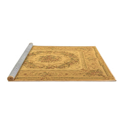Sideview of Machine Washable Medallion Brown French Rug, wshtr2303brn
