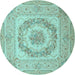 Round Medallion Light Blue French Rug, tr2303lblu