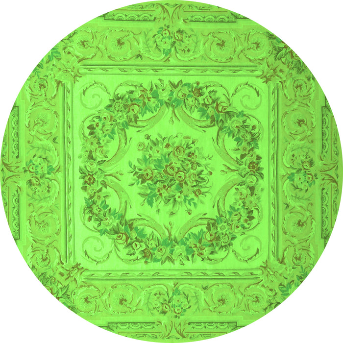 Machine Washable Medallion Green French Area Rugs, wshtr2303grn