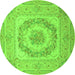 Machine Washable Medallion Green French Area Rugs, wshtr2303grn