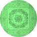 Round Medallion Emerald Green French Rug, tr2303emgrn