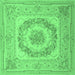 Square Machine Washable Medallion Emerald Green French Area Rugs, wshtr2303emgrn