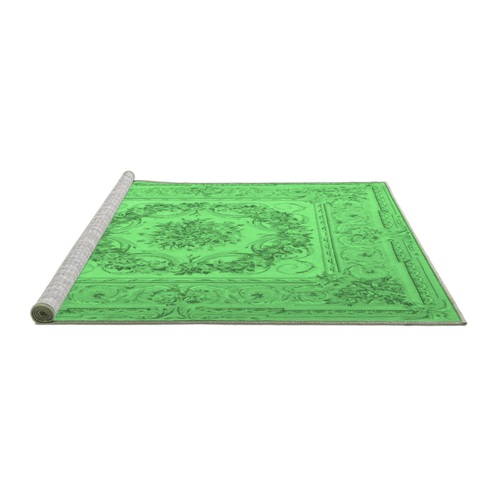 Sideview of Machine Washable Medallion Emerald Green French Area Rugs, wshtr2303emgrn