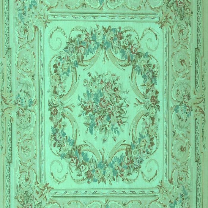 Machine Washable Medallion Turquoise French Area Rugs, wshtr2303turq