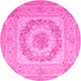 Round Medallion Pink French Rug, tr2303pnk