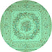 Round Medallion Turquoise French Rug, tr2303turq