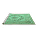 Sideview of Machine Washable Medallion Turquoise French Area Rugs, wshtr2303turq