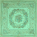 Square Medallion Turquoise French Rug, tr2303turq