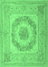 Machine Washable Medallion Emerald Green French Area Rugs, wshtr2303emgrn