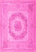 Machine Washable Medallion Pink French Rug, wshtr2303pnk