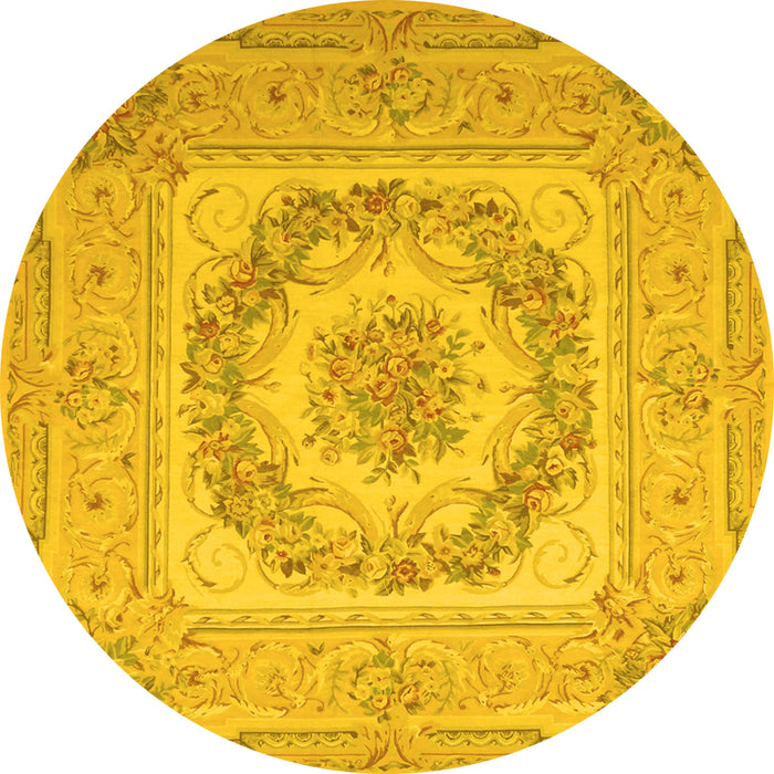Round Medallion Yellow French Rug, tr2303yw