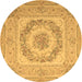 Round Medallion Brown French Rug, tr2303brn