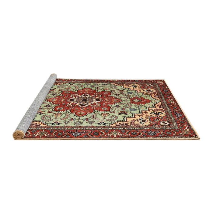 Sideview of Machine Washable Traditional Saffron Red Rug, wshtr2304