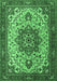 Machine Washable Persian Emerald Green Traditional Area Rugs, wshtr2304emgrn