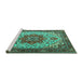 Sideview of Machine Washable Persian Turquoise Traditional Area Rugs, wshtr2304turq